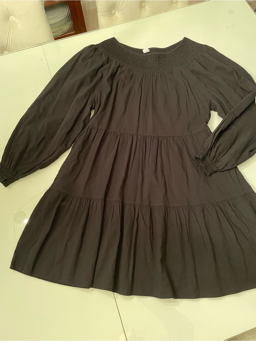 Old Navy Black Tiered Long-Sleeve Girls Dress